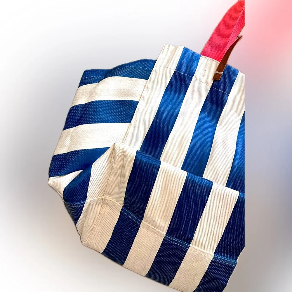 Clare V Beach Tote - Blue White Stripe - Picture 9 of 10